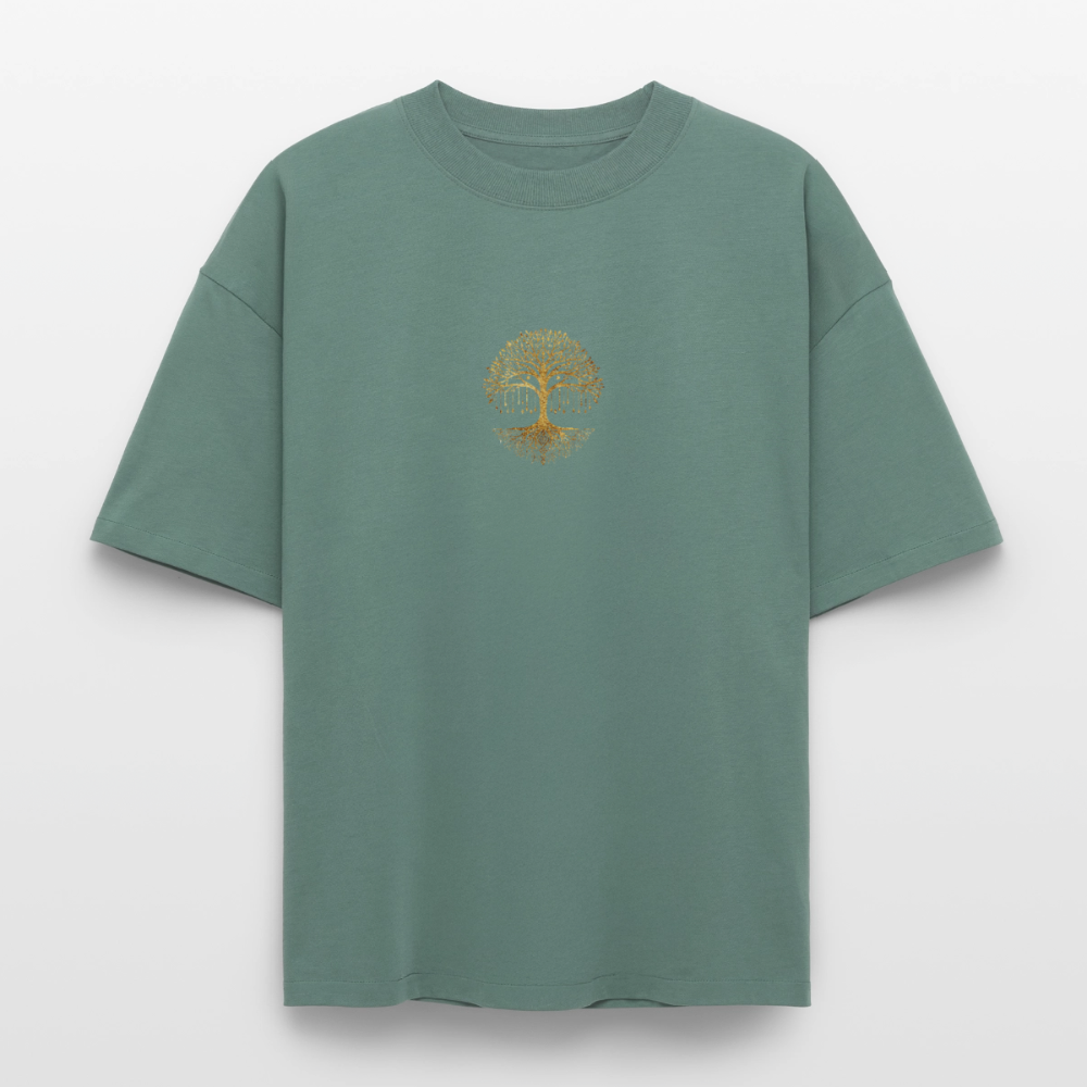 Heavyweight Unisex Bio T-Shirt "Weltenbaum - Grüner Bucht