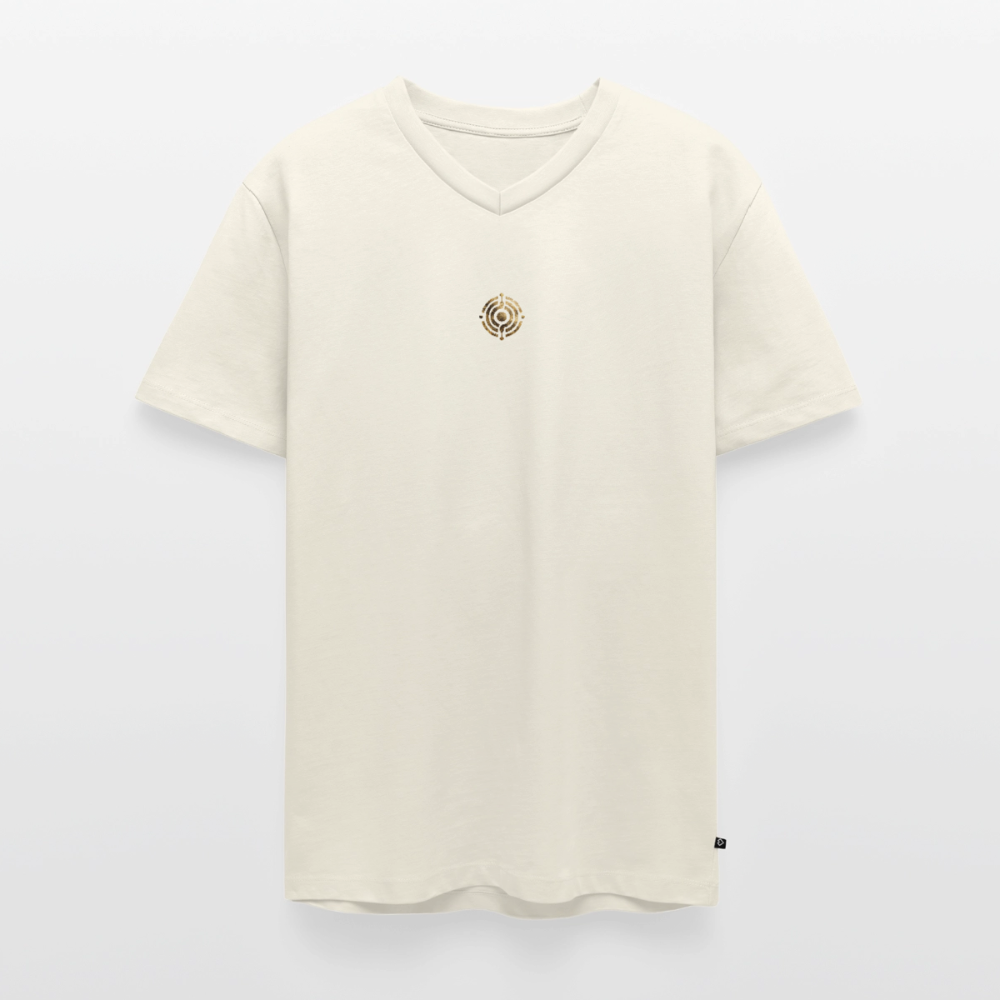 Männer Bio-T-Shirt mit V-Ausschnitt bedruckt vorne & hinten "Effatá – öffne dich." - Naturweiß
