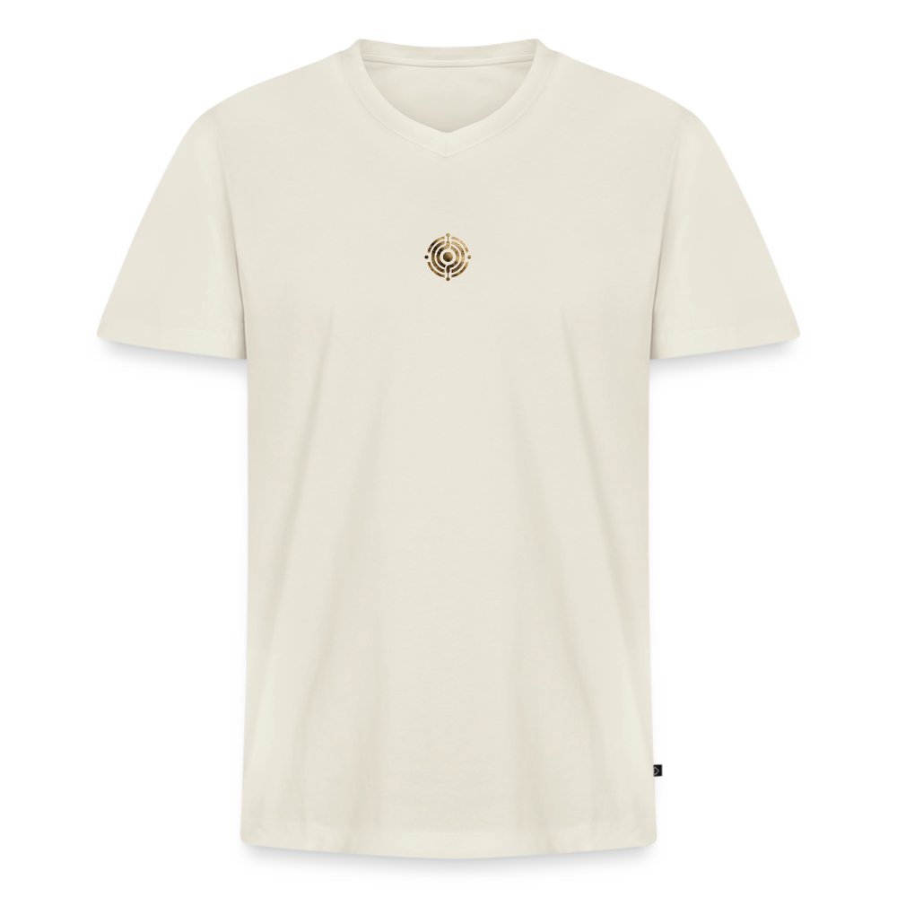 Männer Bio-T-Shirt mit V-Ausschnitt bedruckt vorne & hinten "Effatá – öffne dich." - Naturweiß