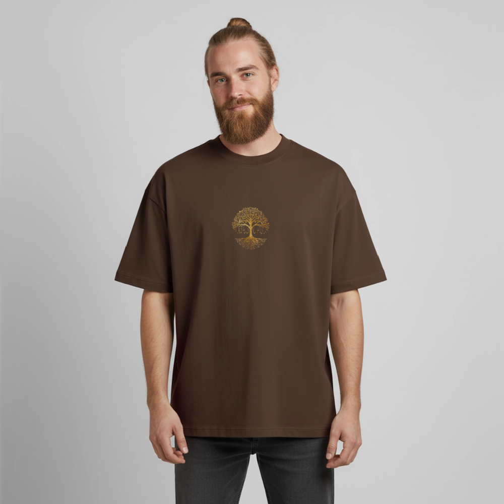 Heavyweight Unisex Bio T-Shirt "Weltenbaum - Dunkelbraun