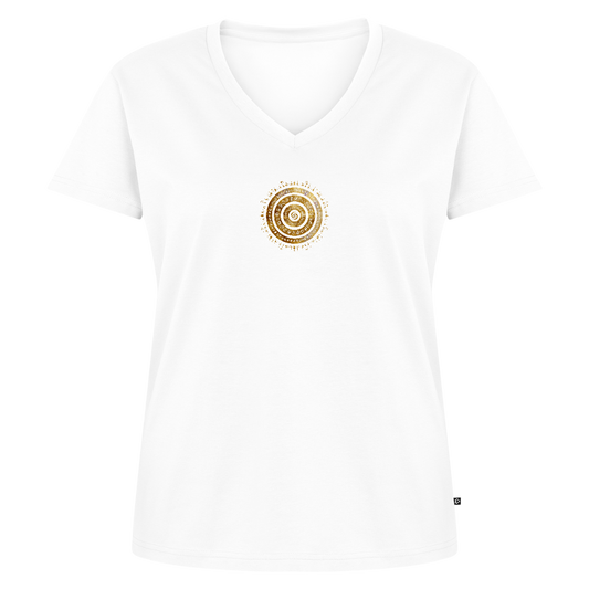 Frauen Bio-T-Shirt mit V-Ausschnitt "Seelensprache" - Weiß