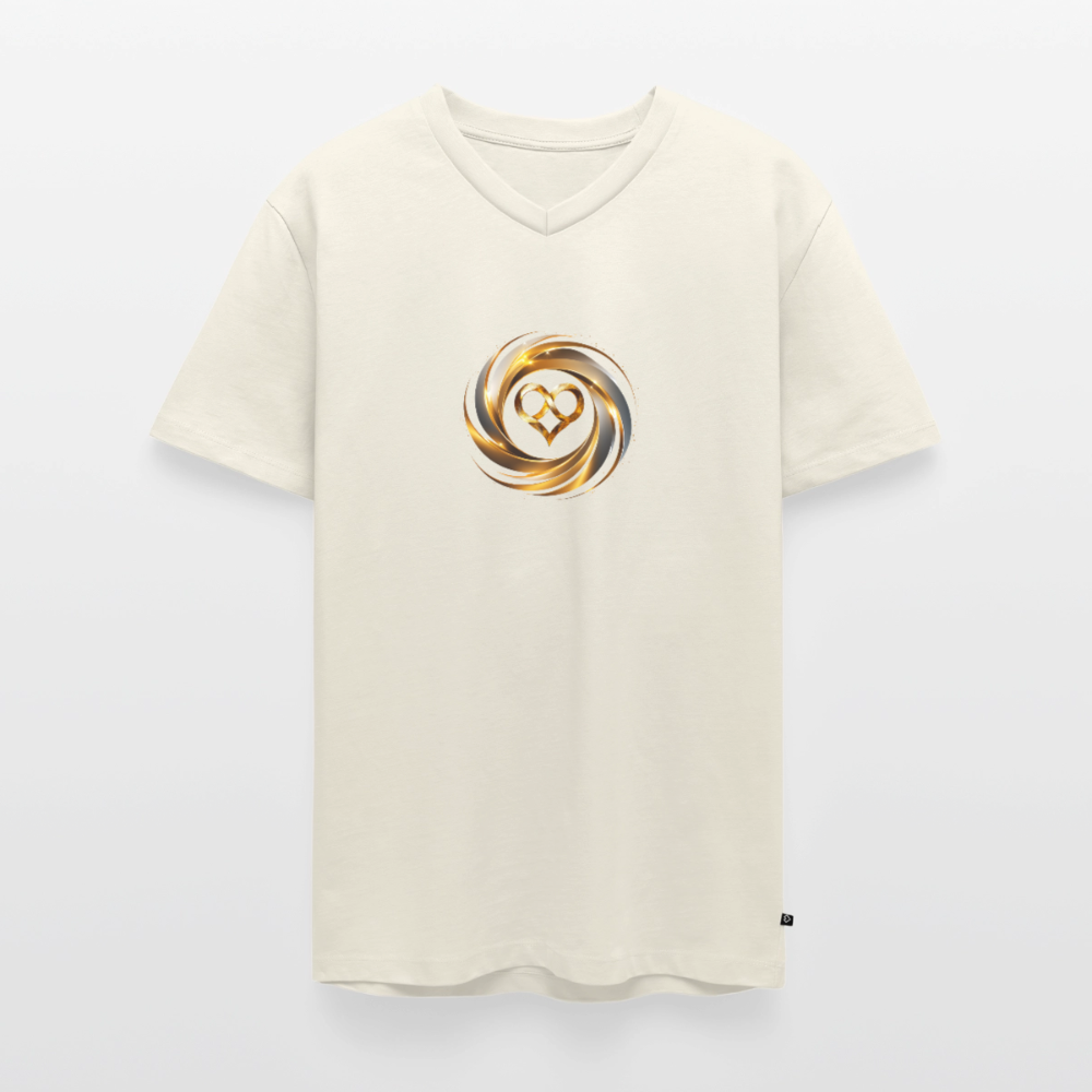 Männer Bio-T-Shirt mit V-Ausschnitt "ICH BIN" - Naturweiß