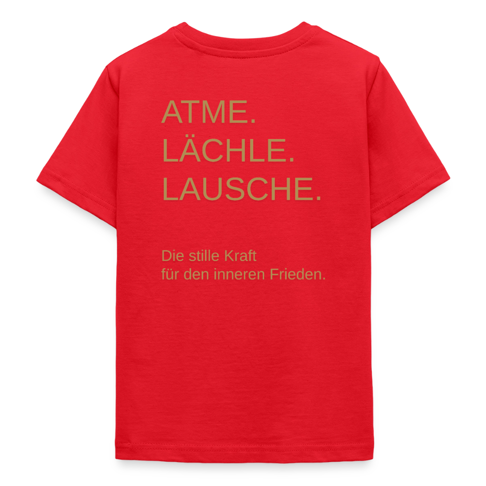 Teenager T-Shirt "Effatá" Rückseite "Die stille Kraft für den inneren Frieden." - Rot