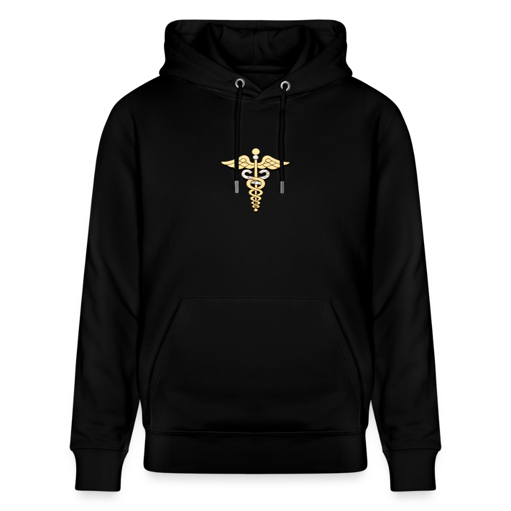 Unisex Bio-Hoodie "Merkurstab - Schutz" - Schwarz