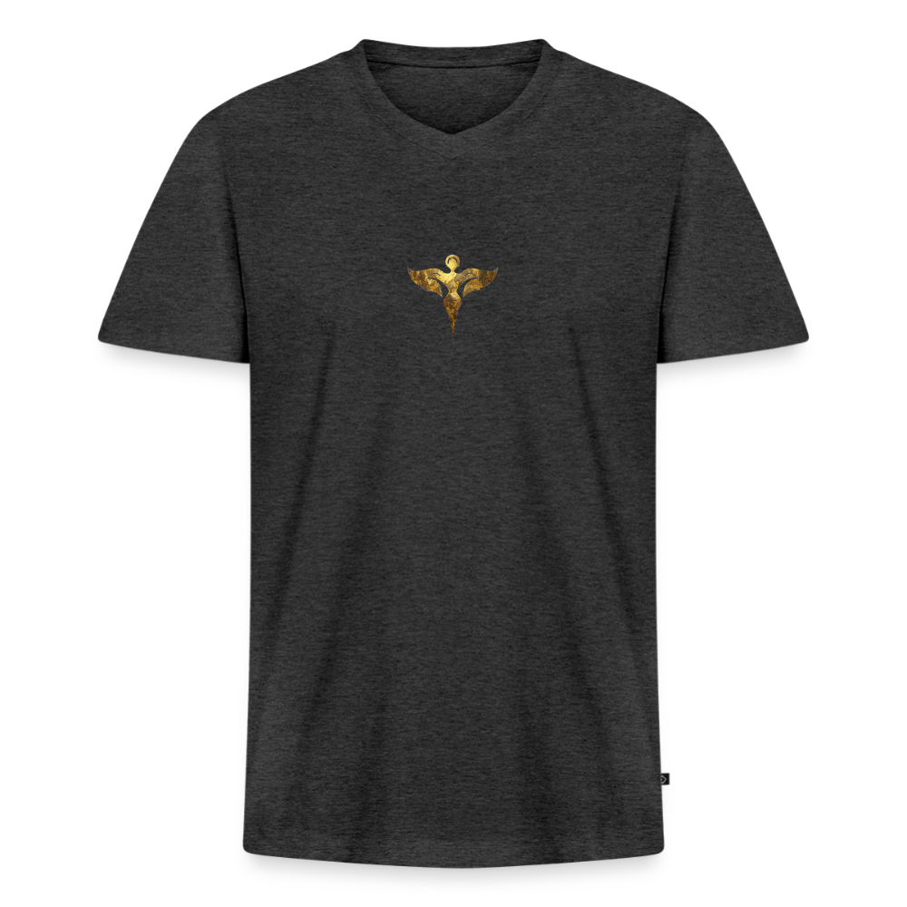 Männer Bio-T-Shirt mit V-Ausschnitt "Gaia" - Anthrazit meliert