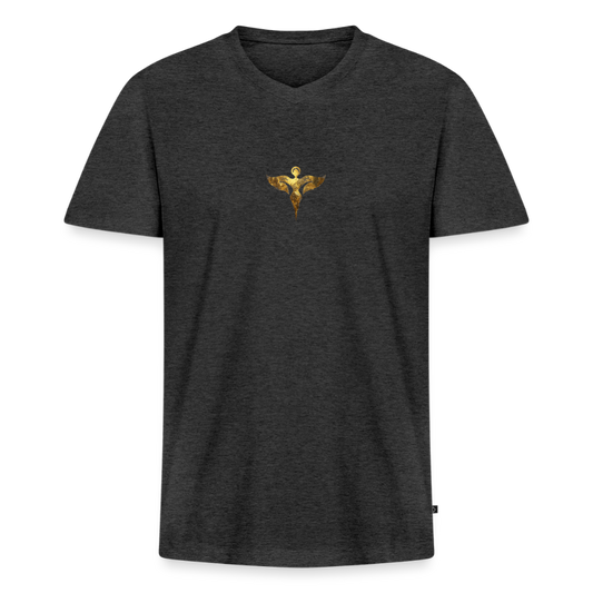 Männer Bio-T-Shirt mit V-Ausschnitt "Gaia" - Anthrazit meliert