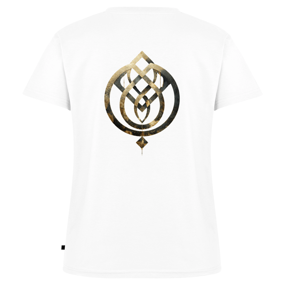 Frauen Bio-T-Shirt mit V-Ausschnitt Anima Soluta – beidseitig bedruck - Weiß