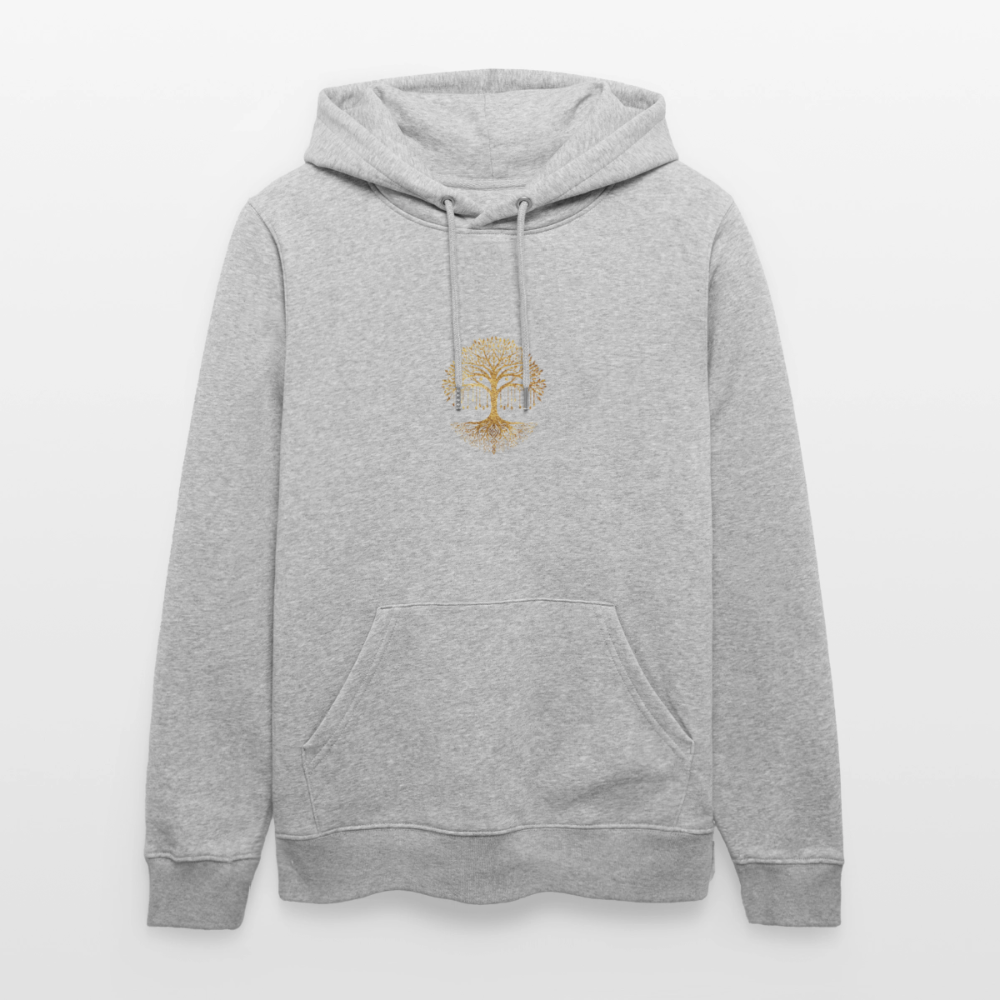 Unisex Bio-Hoodie "Weltenbaum" - Grau meliert