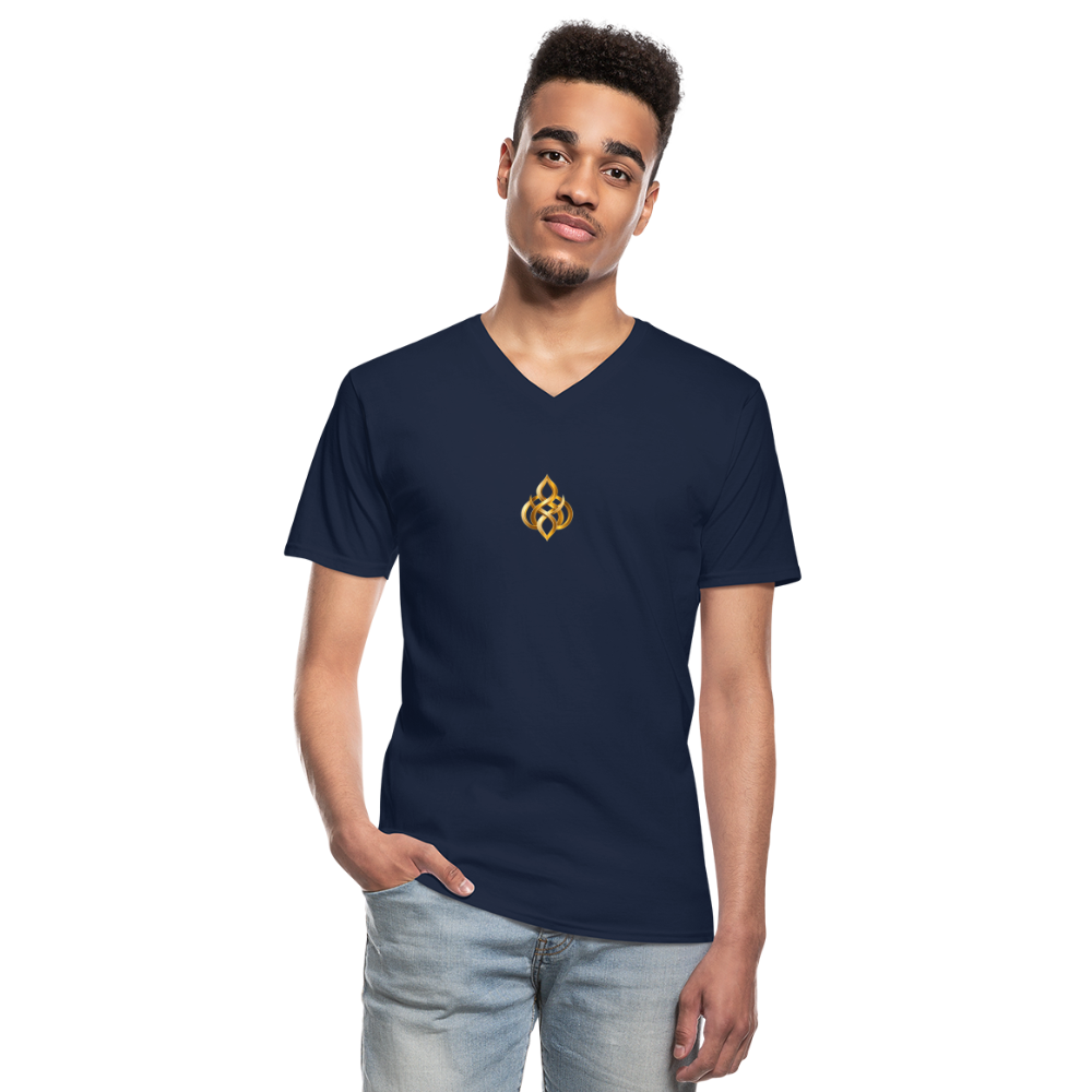 chiSign Quantenheilsymbol Zentrum und Ausgeglichenheit Klassisches Männer-T-Shirt mit V-Ausschnitt - Navy