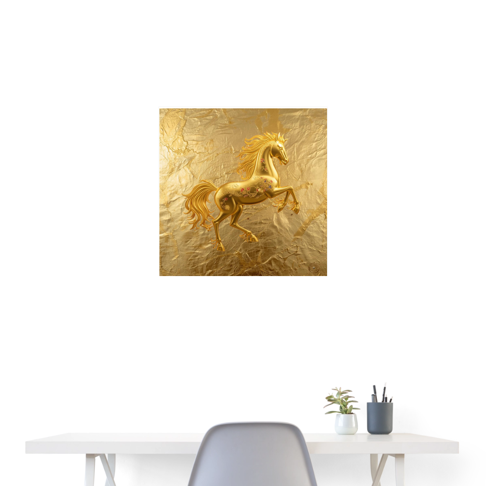 Poster 60x60 cm Feuerpferd - Weiß