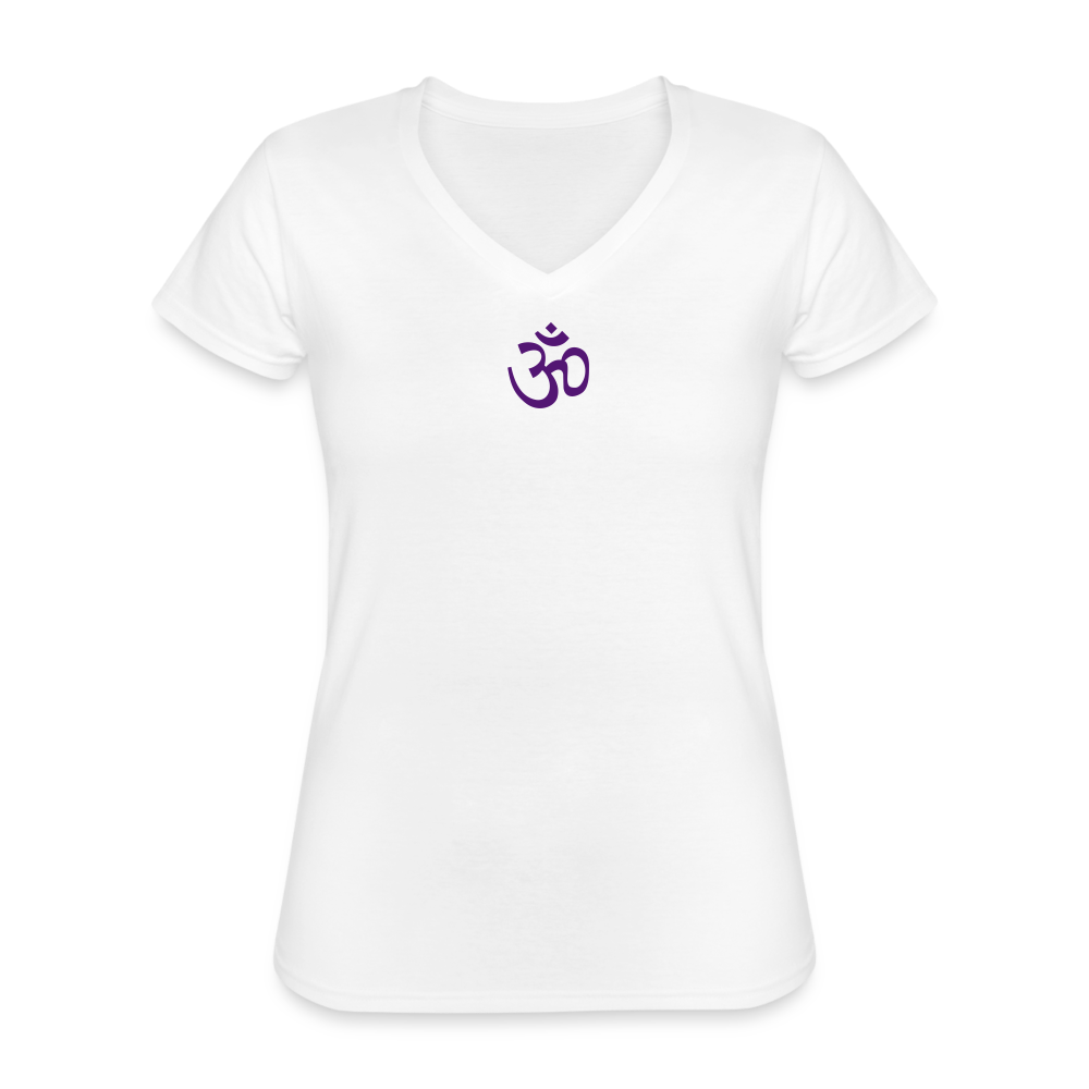 OM V-Neck T-Shirt Damen - white