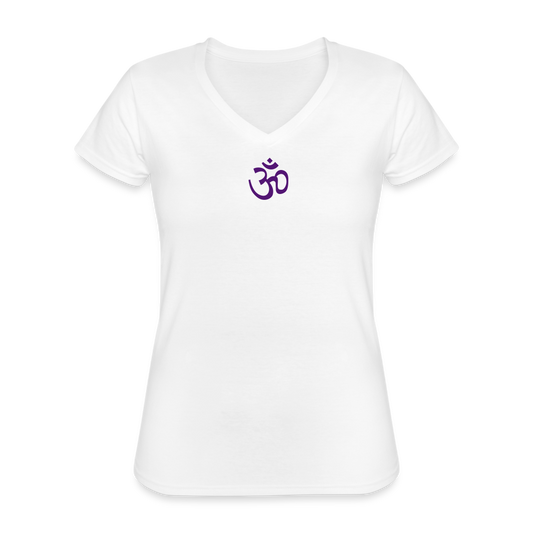 OM V-Neck T-Shirt Damen - white