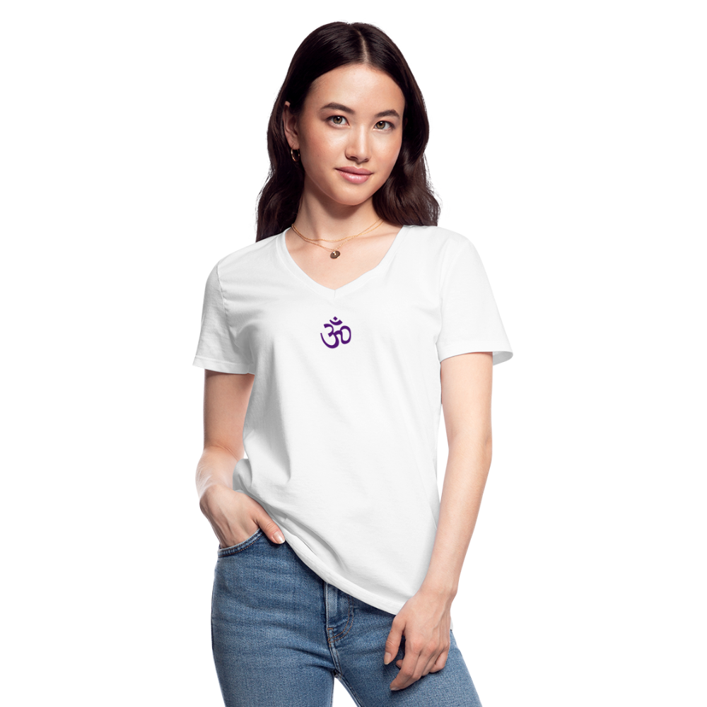 OM V-Neck T-Shirt Damen - white