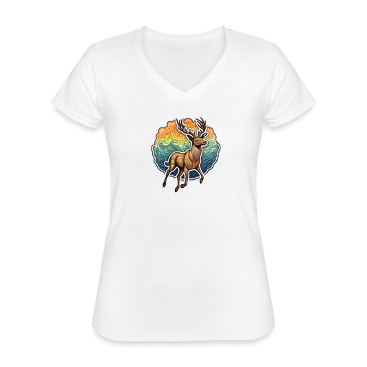 V-Neck T-Shirt  Damen - white