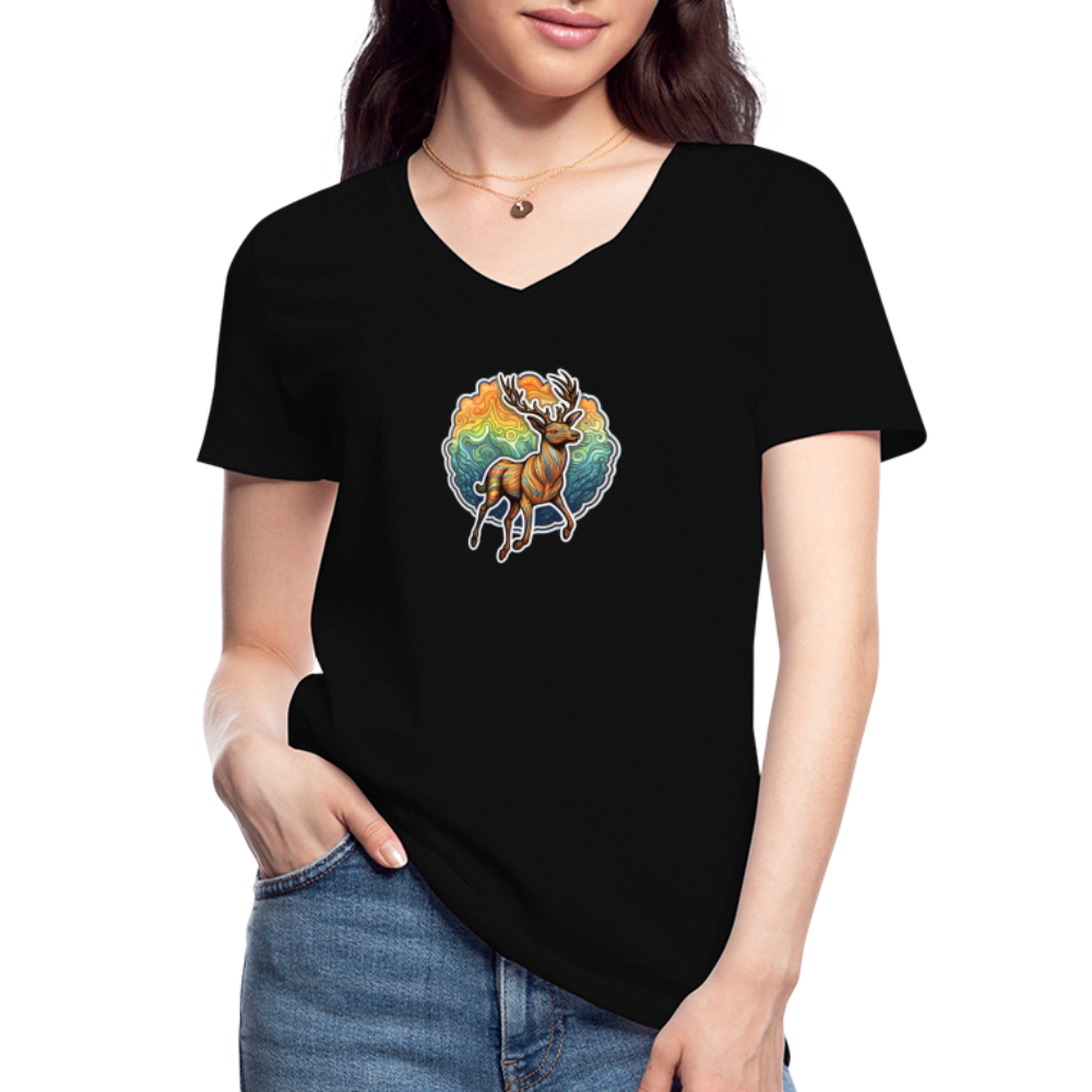 V-Neck T-Shirt  Damen - black