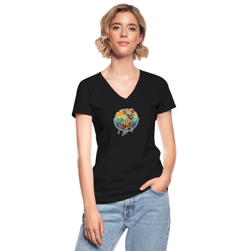 V-Neck T-Shirt  Damen - black